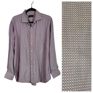 ETRO Milano Textured Colorful Geometric Woven Dress Shirt Sz:42 PLEASE READ